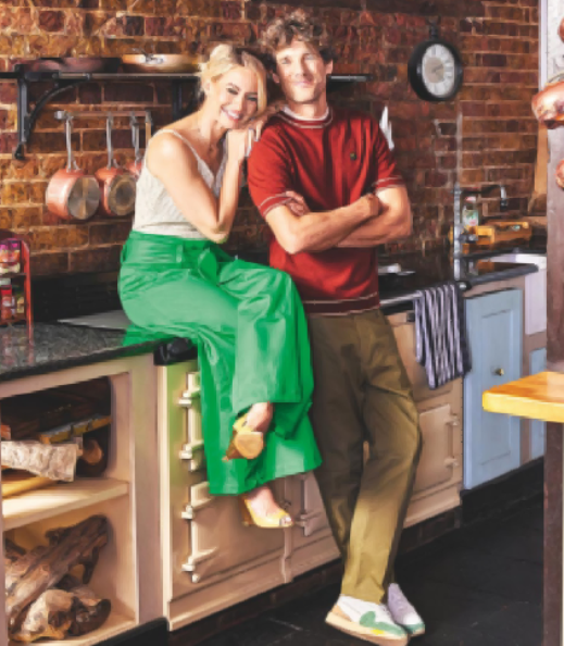 It’s no surprise the couple can be found snuggling next to the Aga as both share the same values about preparing healthy organic meals for their children