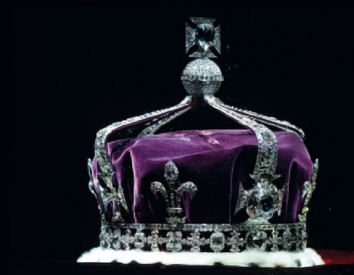 The famous Koh-i-Nur diamond sits on top of the Crown of Queen Elizabeth